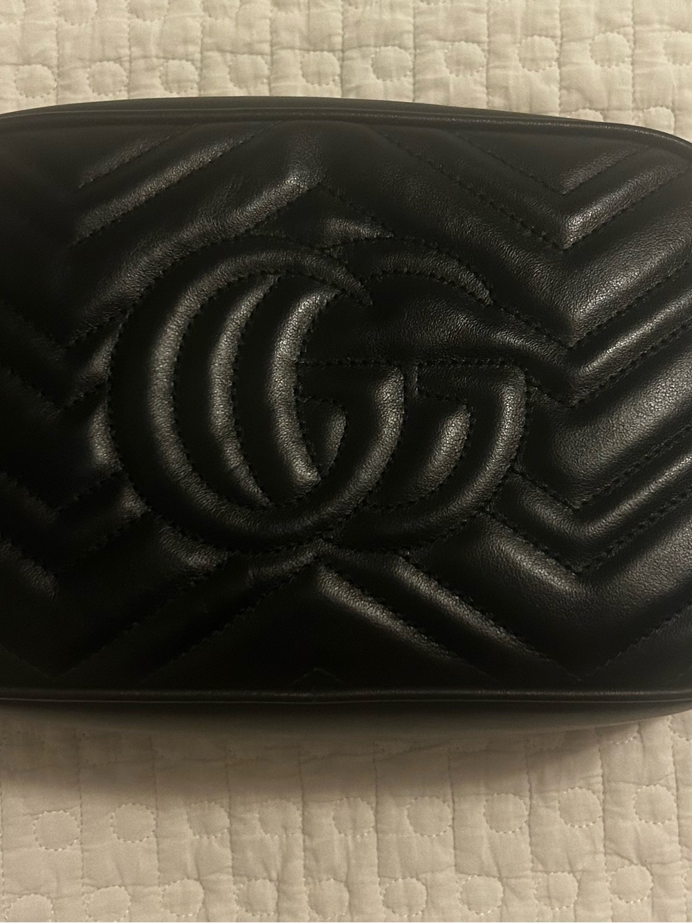Gucci Black Chevron Matelassé Leather Crossbody with Gold Double G - Picture 2 of 4